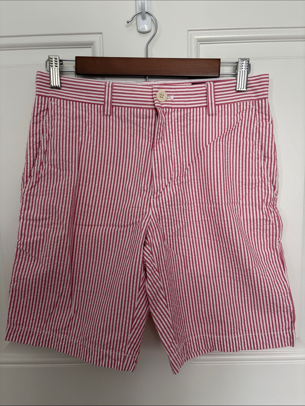 Vineyard Vines Pink and White Striped Bermuda Shorts